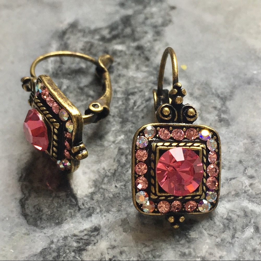Sparkly Pink and Rhinestone Earrings